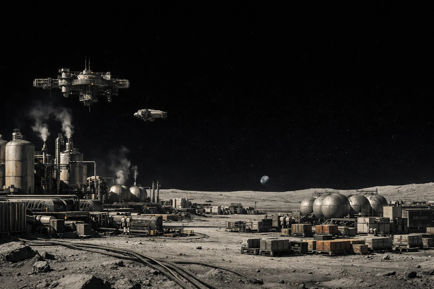 Industrial lunar depot artwork