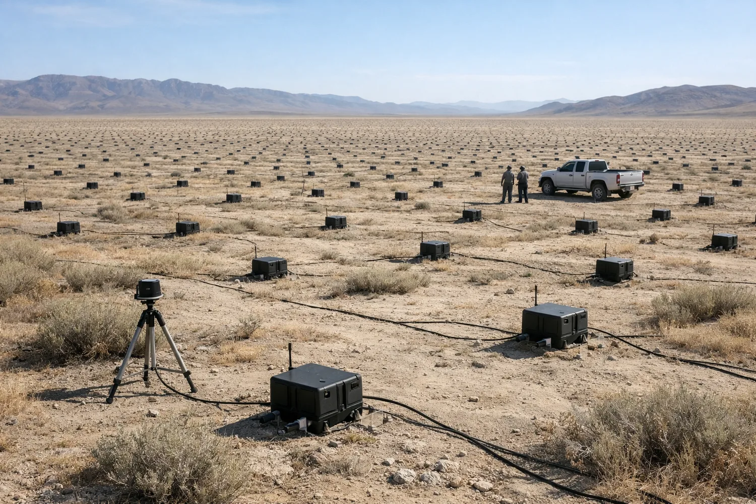 Drill core trays, assay tags, and a field laptop at a mineral exploration camp