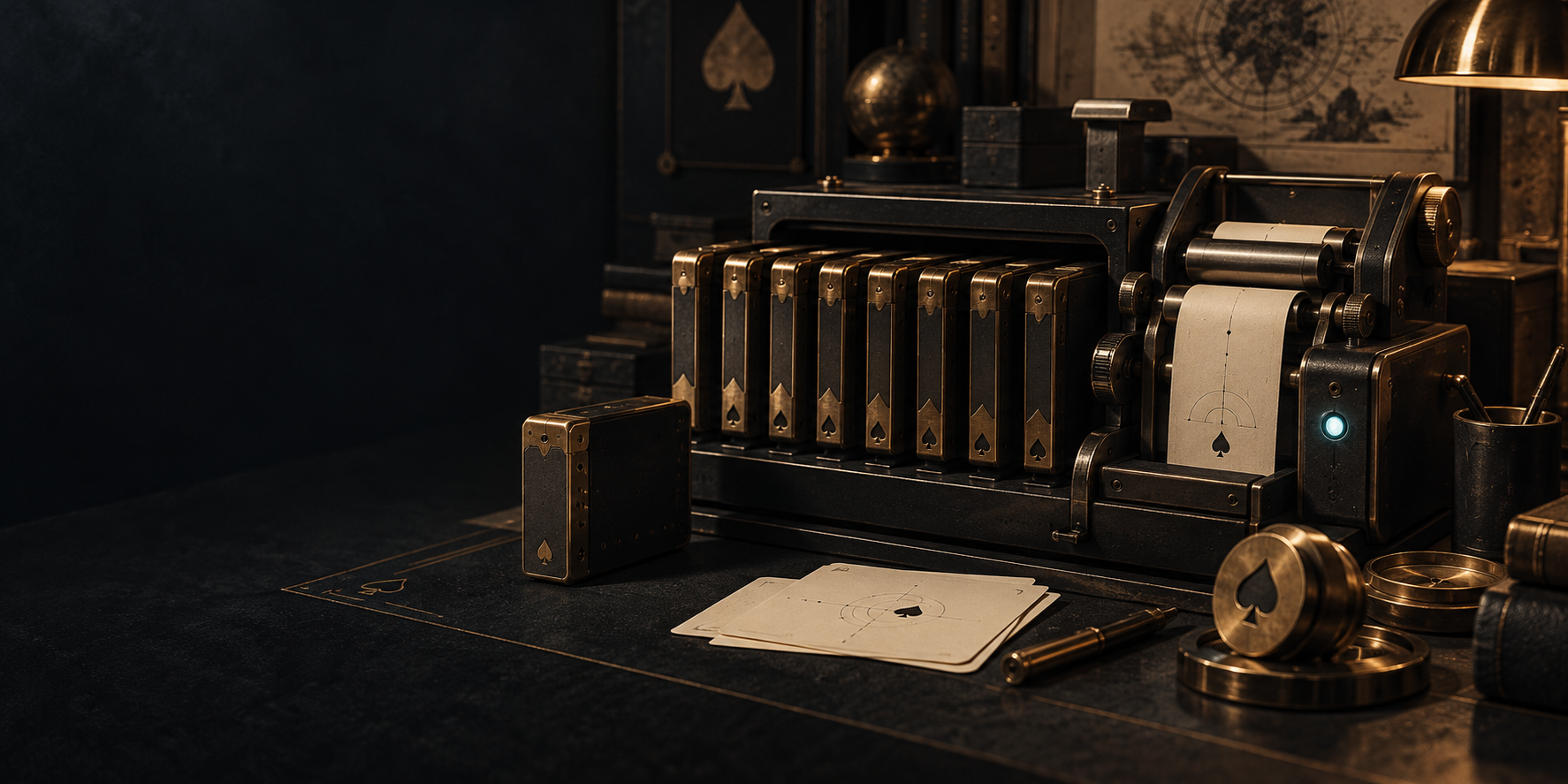A brass archive machine with compact storage cartridges